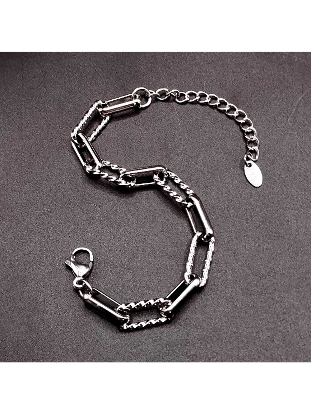 925 Silver Tone Twisted Chain Link Bracelet 90s Y2K Anniversary Birthday Gift